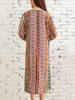 Casual Round Neck Pocket Decorative Button Printed Loose Maxi Dress