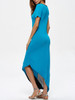 Casual Color Block Asymmetric Hem Scoop Neck Maxi Dress