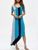 Casual Color Block Asymmetric Hem Scoop Neck Maxi Dress