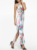Casual Round Neck Dacron Floral Printed Split Maxi-dress
