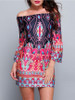 Casual Bohemian Floral Printed Off Shoulder Shift Dress