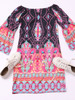 Casual Bohemian Floral Printed Off Shoulder Shift Dress