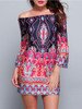 Casual Bohemian Floral Printed Off Shoulder Shift Dress