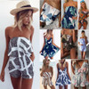Women Plus size Off Shoulder Print Beach Jumpsuit Romper Sleeveless Short Overalls Sexy Backless Summer Playsuit Women Plus size Off Shoulder Print Beach Jumpsuit Romper Sleeveless Short Overalls Sexy Backless Summer Playsuit