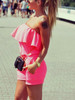 Casual Sexy Off The Shoulder Solid Color Flounce Romper Casual Sexy Off The Shoulder Solid Color Flounce Romper