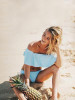 Pretty Blue Off Shoulder Two-Pieces Bikini Swimwear