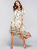 Asymmetric Printed Off-the-shoulder Midi Dress