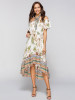 Asymmetric Printed Off-the-shoulder Midi Dress