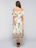 Asymmetric Printed Off-the-shoulder Midi Dress