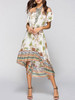 Asymmetric Printed Off-the-shoulder Midi Dress