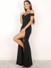 Solid Color Off-the-shoulder Split-side Maxi Dress
