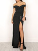 Solid Color Off-the-shoulder Split-side Maxi Dress