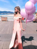 Solid Color Off-the-shoulder Split-side Maxi Dress