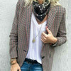New Red Plaid Pockets Button Tailored Collar Office Worker/Daily Blazer