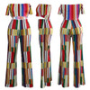 Red Color Block Off Shoulder Backless Two Piece Party Wide Leg Long Jumpsuit