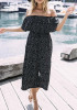 Black-White Polka Dot Falbala Off Shoulder Wide Leg Long Jumpsuit Black-White Polka Dot Falbala Off Shoulder Wide Leg Long Jumpsuit