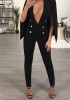Black Studded Cut Out Elastic Waist Office Worker/Daily Long Jumpsuit