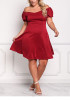 Red Ruffle Off Shoulder Plus Size Homecoming Party Cute Midi Dress