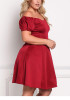 Red Ruffle Off Shoulder Plus Size Homecoming Party Cute Midi Dress