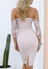 Pink Patchwork Lace Backless Off Shoulder Slit Spaghetti Strap Lace-Up Party Mini Dress