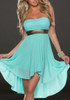 New Women Tiffany Blue Irregular Off Shoulder High-low Bridesmaid Party Chiffon Mini Dress