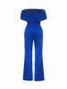 Casual Off Shoulder Flounce Plain Wide-Leg Jumpsuit Casual Off Shoulder Flounce Plain Wide-Leg Jumpsuit