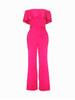 Casual Off Shoulder Flounce Plain Wide-Leg Jumpsuit Casual Off Shoulder Flounce Plain Wide-Leg Jumpsuit
