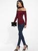 Halter Off Shoulder Dacron Plain Long-sleeve-t-shirt