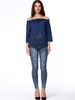 Casual Off Shoulder Hollow Out Plain Blouse