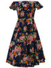 Casual Flounce Off Shoulder Floral Printed Skater Dress
