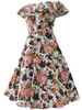 Casual Flounce Off Shoulder Floral Printed Skater Dress