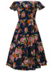 Casual Flounce Off Shoulder Floral Printed Skater Dress