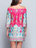 Casual Bohemian Printed Colorful Off Shoulder Shift Dress