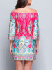 Casual Bohemian Printed Colorful Off Shoulder Shift Dress