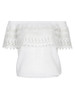 Casual Patchwork Lace Off Shoulder Shirt