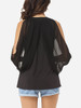 Casual Hollow Out Plain Cape Sleeve Dramatic Off Shoulder Blouse