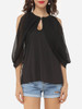 Casual Hollow Out Plain Cape Sleeve Dramatic Off Shoulder Blouse