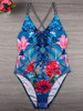 Casual Spaghetti Strap X-Back One Piece In Floral Printed