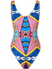 Casual Colorful Scoop Neck Backless Printed One Piece