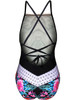 Spaghetti Strap Lace-Up Floral Printed One Piece