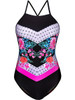 Spaghetti Strap Lace-Up Floral Printed One Piece