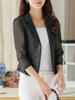 Casual Notch Lapel Hollow Out Plain Blazer