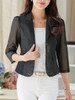 Casual Notch Lapel Hollow Out Plain Blazer