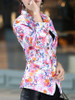 Casual Notch Lapel Decorative Button Floral Printed Blazer