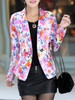 Casual Notch Lapel Decorative Button Floral Printed Blazer