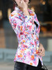 Casual Notch Lapel Decorative Button Floral Printed Blazer