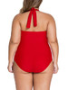 Casual Backless Plain Halter Plus Size One Piece