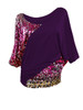 Casual Stunning Batwing Sleeve Glitter Round Neck Plus Size T-Shirt