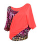 Casual Stunning Batwing Sleeve Glitter Round Neck Plus Size T-Shirt