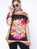 Casual Loose Round Neck Floral Striped Plus Size T-Shirt Casual Loose Round Neck Floral Striped Plus Size T-Shirt